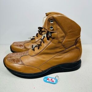 Men's Brown Leather High-Top Boots
